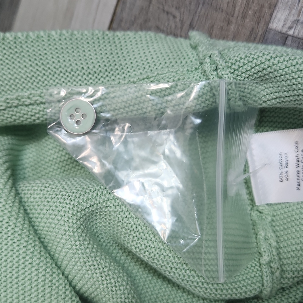NWT Talbots Petite Mint Green Button-Sleeve Sweater - Size Large Petite (PL) - Picture 10 of 10